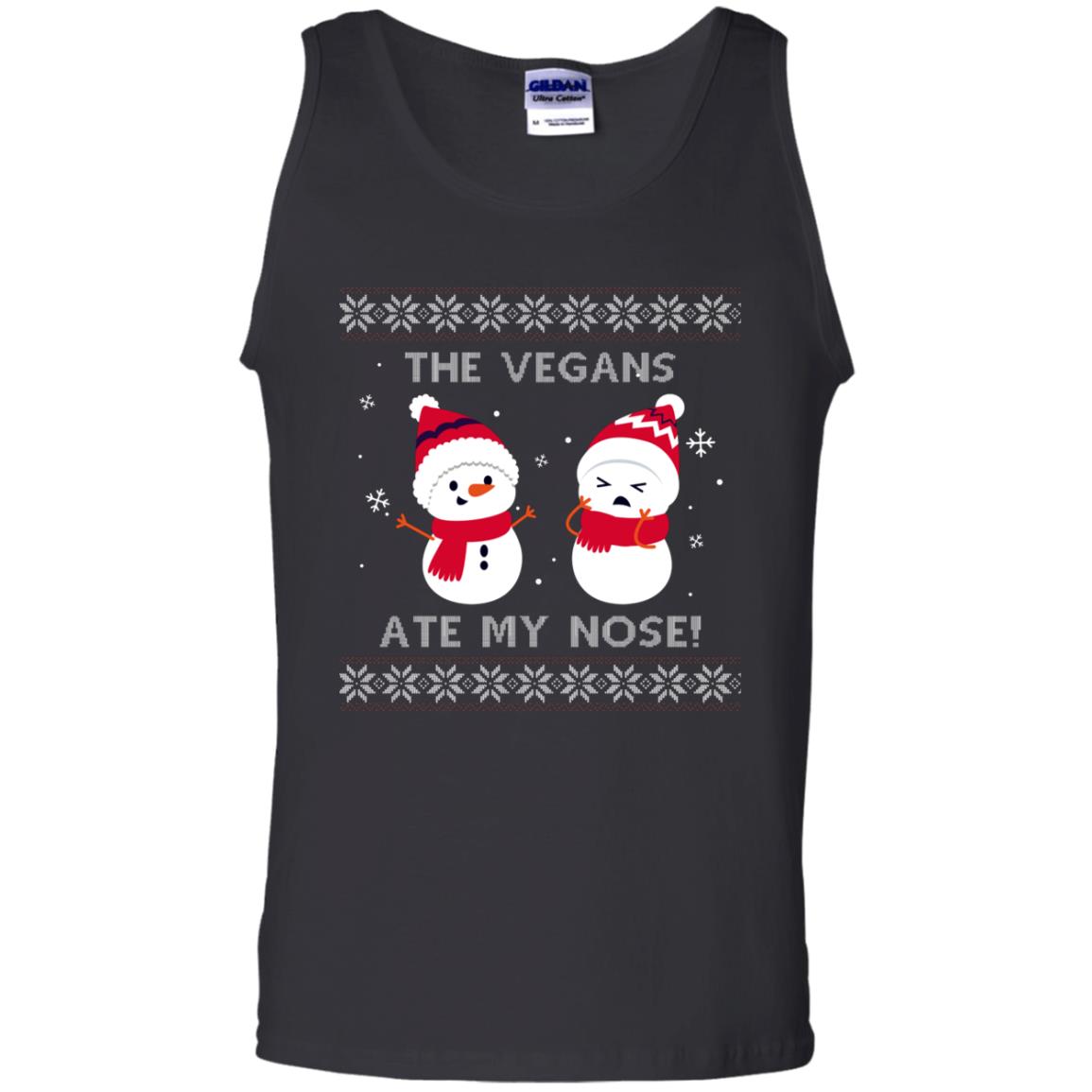 The Vegans Ate My Nose Funny Snowman Saying X-mas Gift Shirt Black