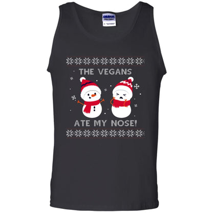 The Vegans Ate My Nose Funny Snowman Saying X-mas Gift Shirt Black