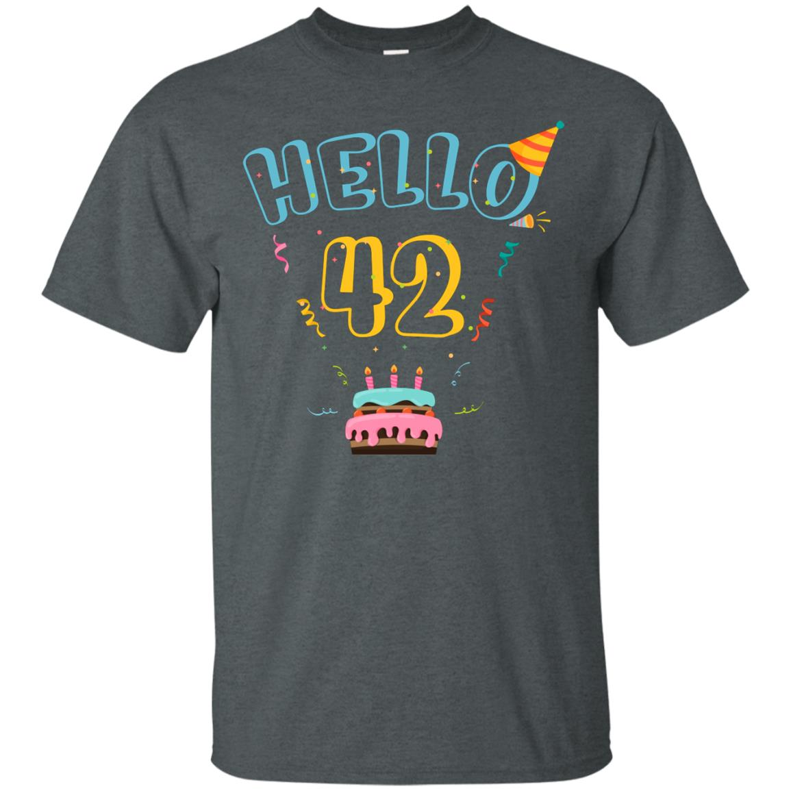 Hello 42 Forty Two 42nd 1976s Birthday Gift Shirt Dark Heather