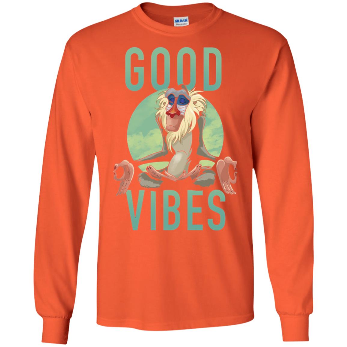 Disney Lion King Rafiki Meditate Good Vibes Graphic T-shirt Orange