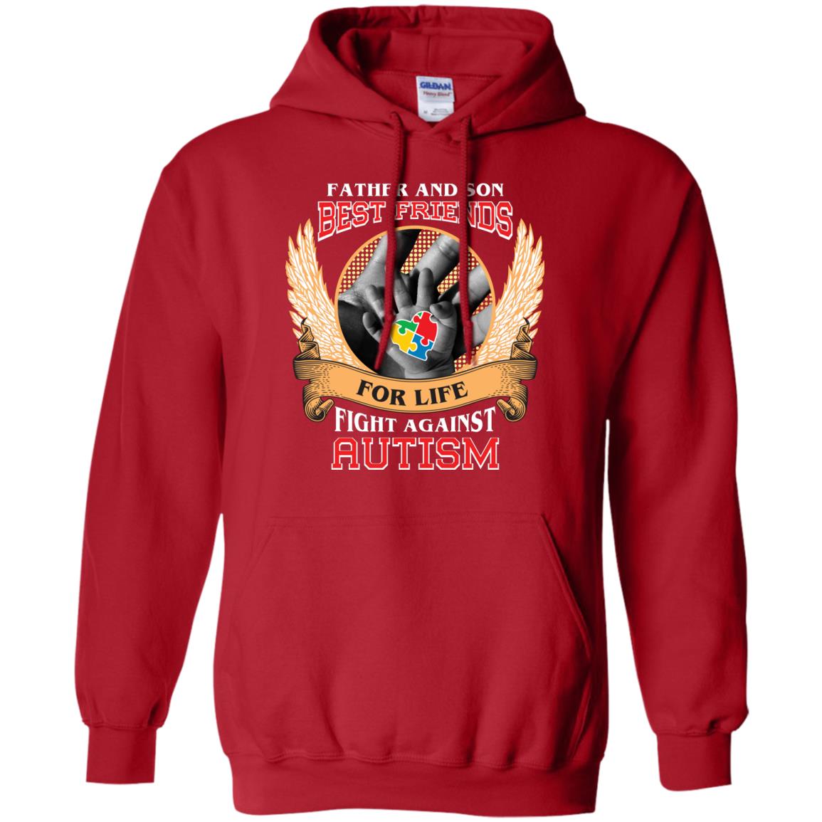 Autism Awareness T-shirt Father And Son Best Friends Red