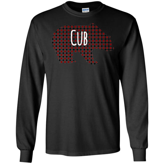 Family Christmas T-shirt Red Plaid Cub Bear Black