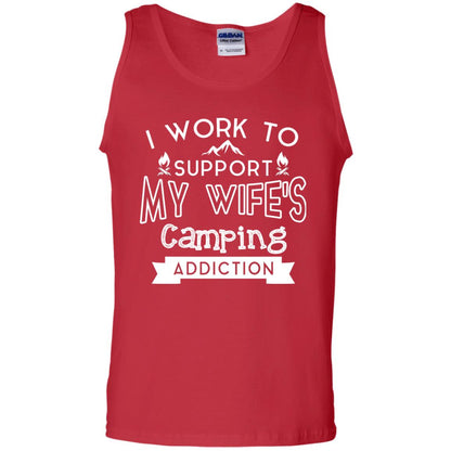 I Work To Support My Wife_s Camping Addiction Husband Shirt Red