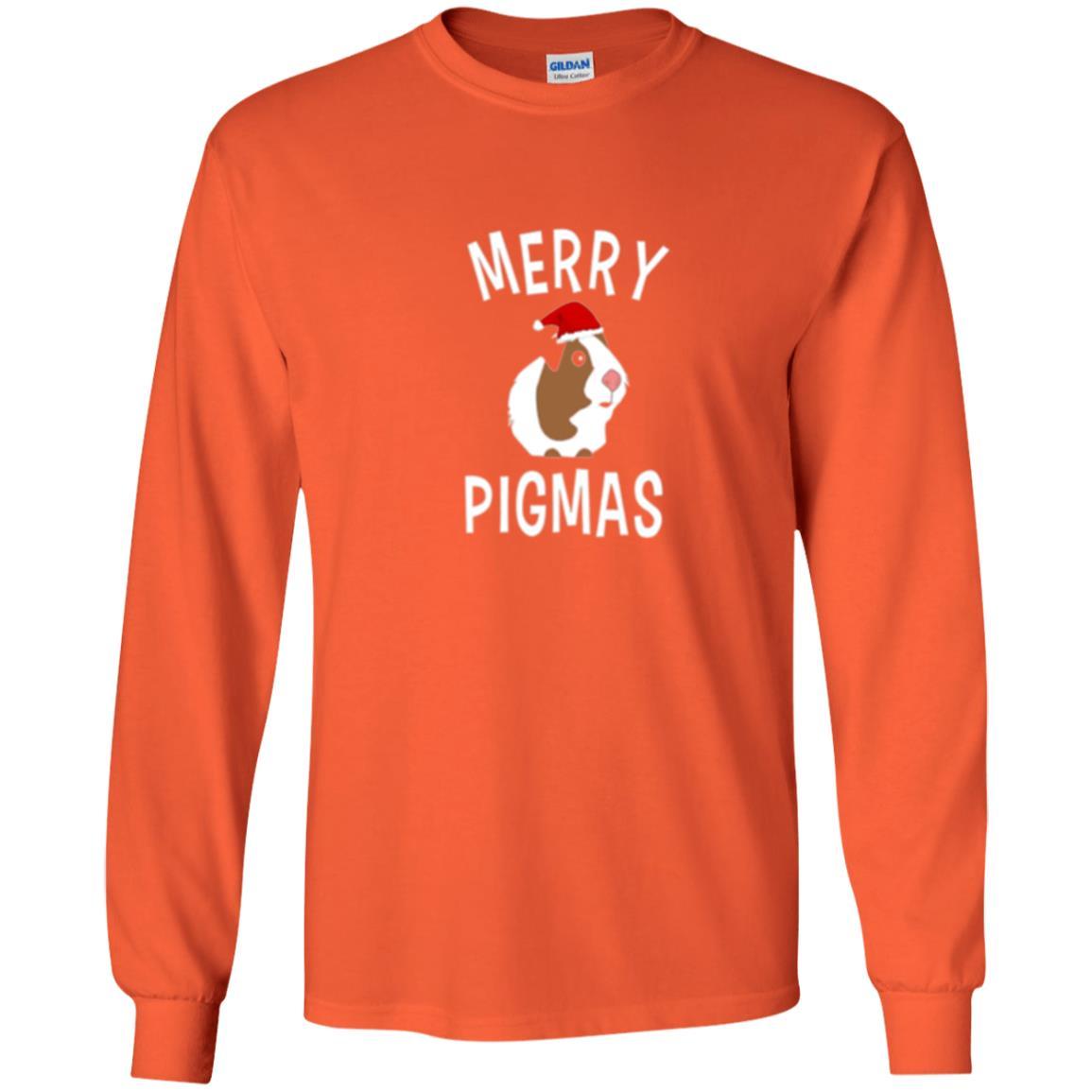 Guinea Pig Lover T-shirt Merry Christmas Pigmas Orange