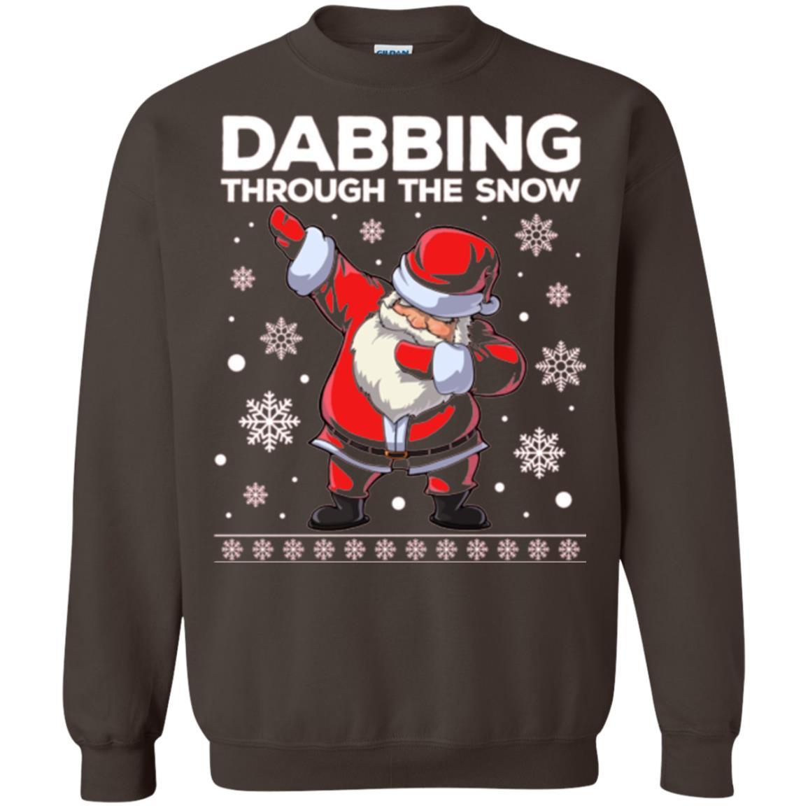 Christmas T-shirt Dabbing Through The Snow T-shirt Dark Chocolate