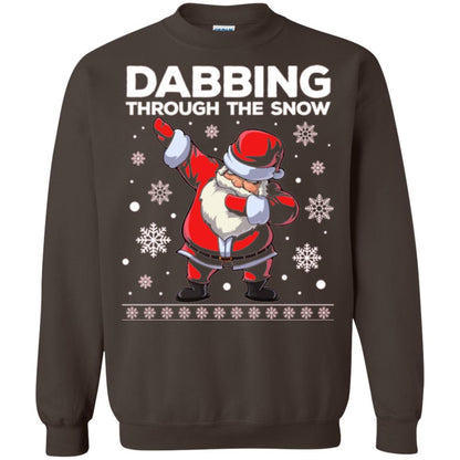 Christmas T-shirt Dabbing Through The Snow T-shirt Dark Chocolate