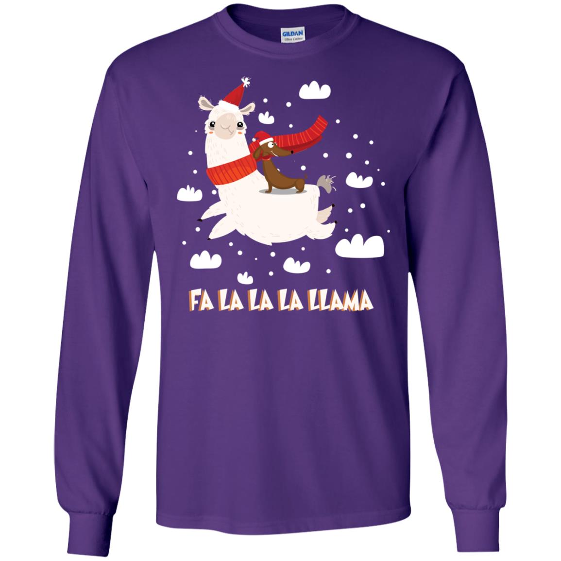 Fa La La La Llama With Dachshund X-mas Gift Shirt Purple