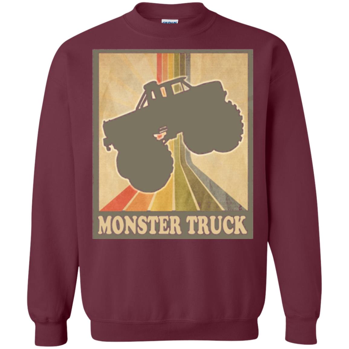 Vintage Big Size Truck Tee Retro Monster Truck T Shirt Maroon