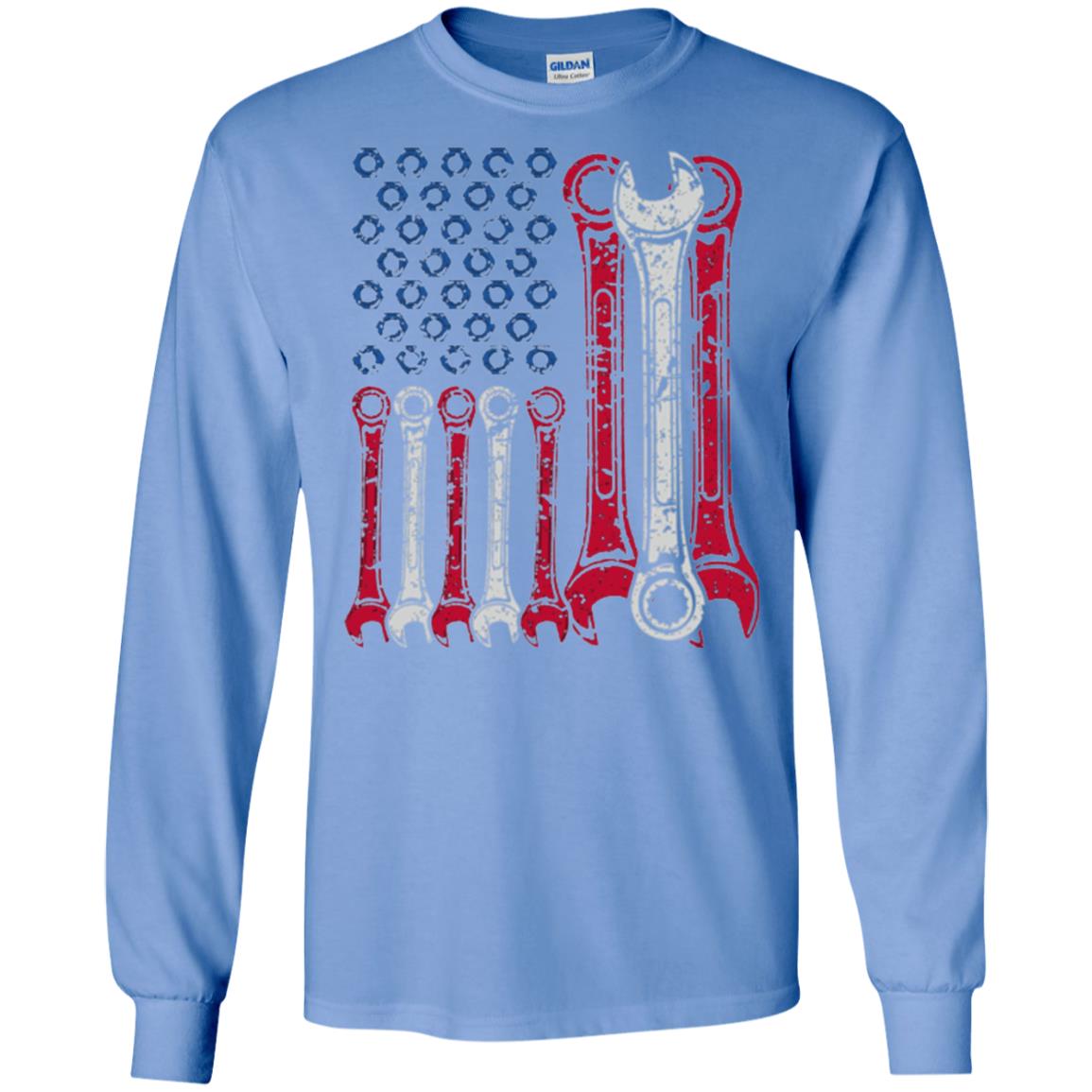 Mechanic T-shirt Usa Red White Blue American Flag Carolina Blue