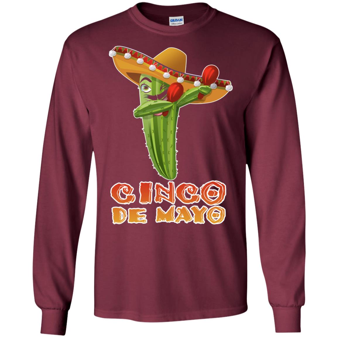 Dabbing Cinco De Mayo Cactus Shirt Maroon