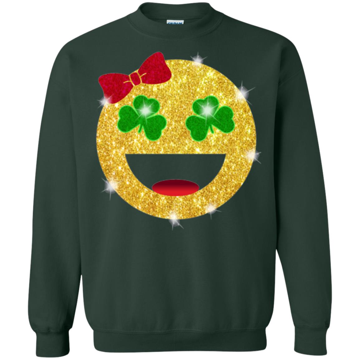 Happy Gold Blink Emoji Saint Patrick's Day T-shirt Forest Green