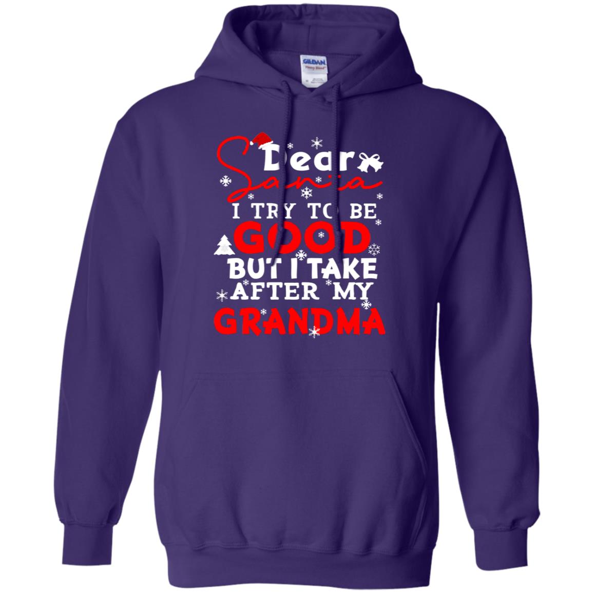 Dear Santa I Try To Be Good But I Take After My Grandma Ugly Christmas Family Matching Shirt Purple