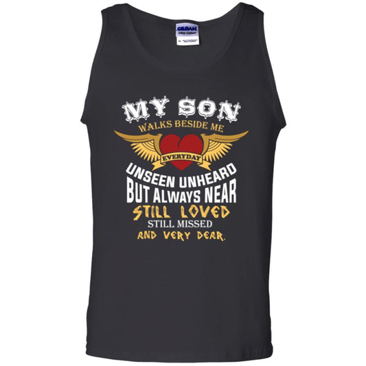 Family T-shirt My Son Walks Beside Me Everyday Black