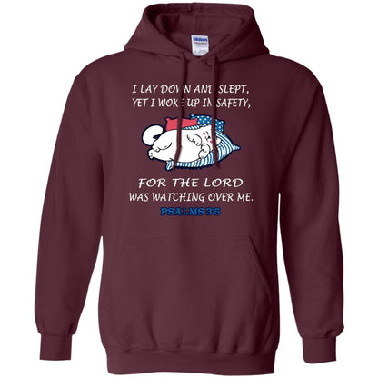 I Lay Down And Slept Yet I Woke Up In Safety For The Lord Was Watching Over Me Shirt Maroon