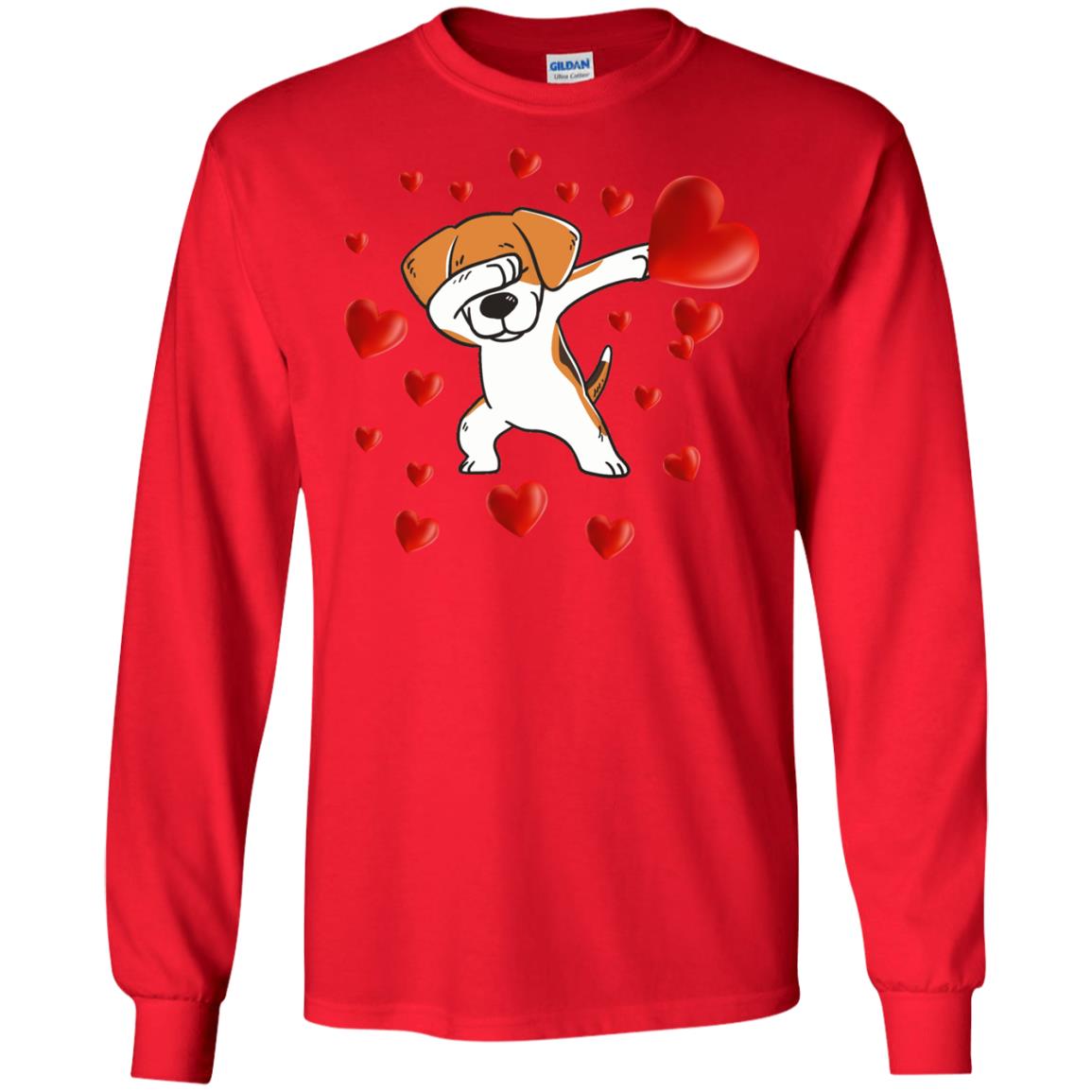 Valentines Day T-shirt Dabbing Dog Red