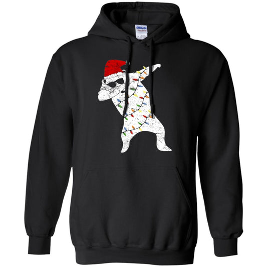 Christmas T-shirt Santa Bear Dabbing Lights Sunglasses Black
