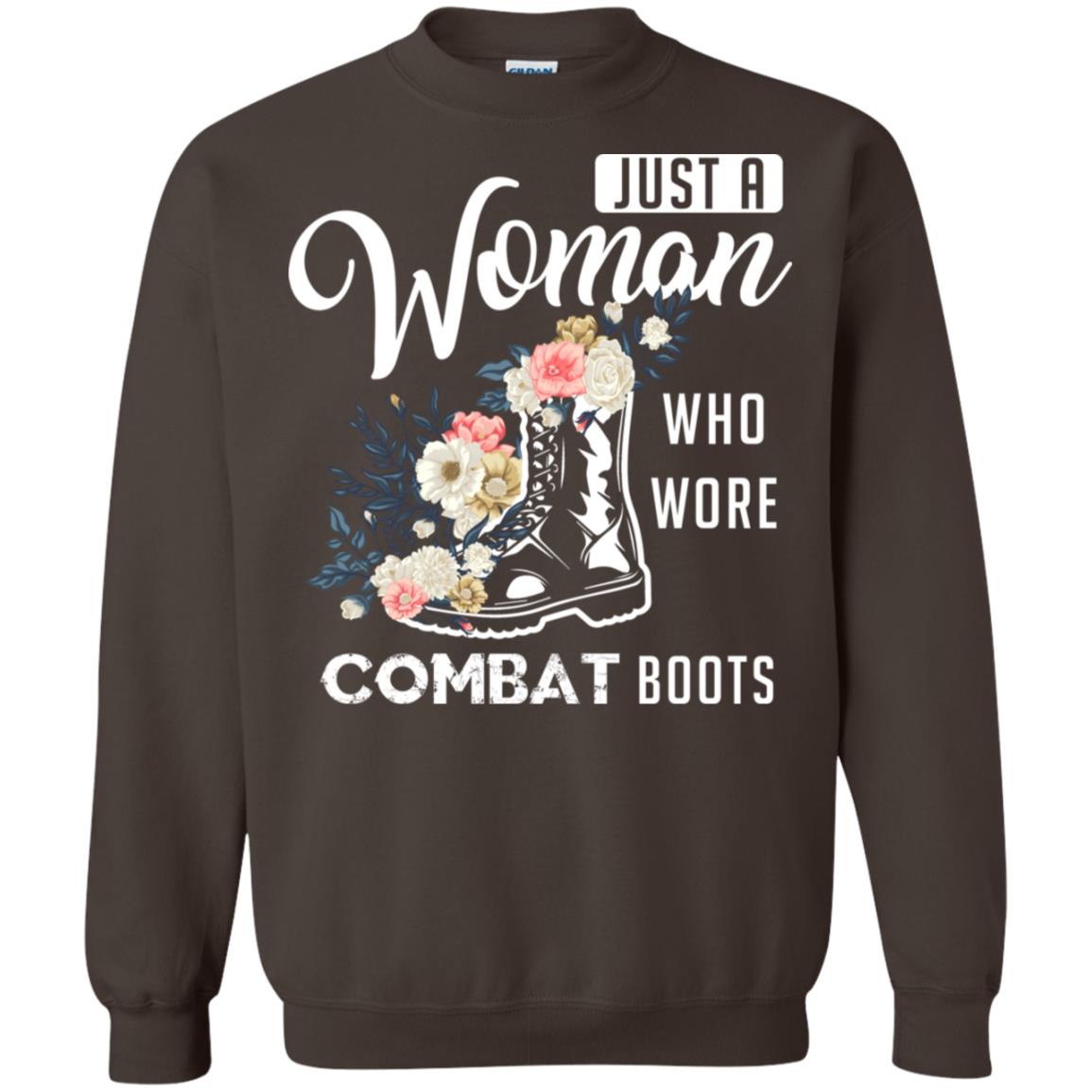 Just A Woman Who More Combat Boots Female Veteran T-shirt Dark Chocolate