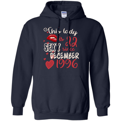 This Lady Is 22 Sexy Since December 1996 22nd Birthday Shirt For December Womens Navy
