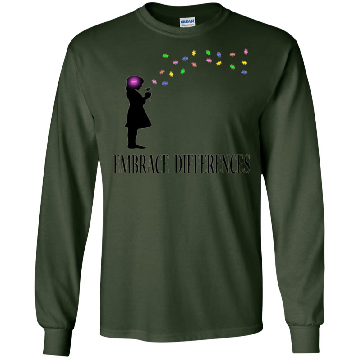 Embrace Differences Shirt Proud Autism Awareness T-shirt Forest Green