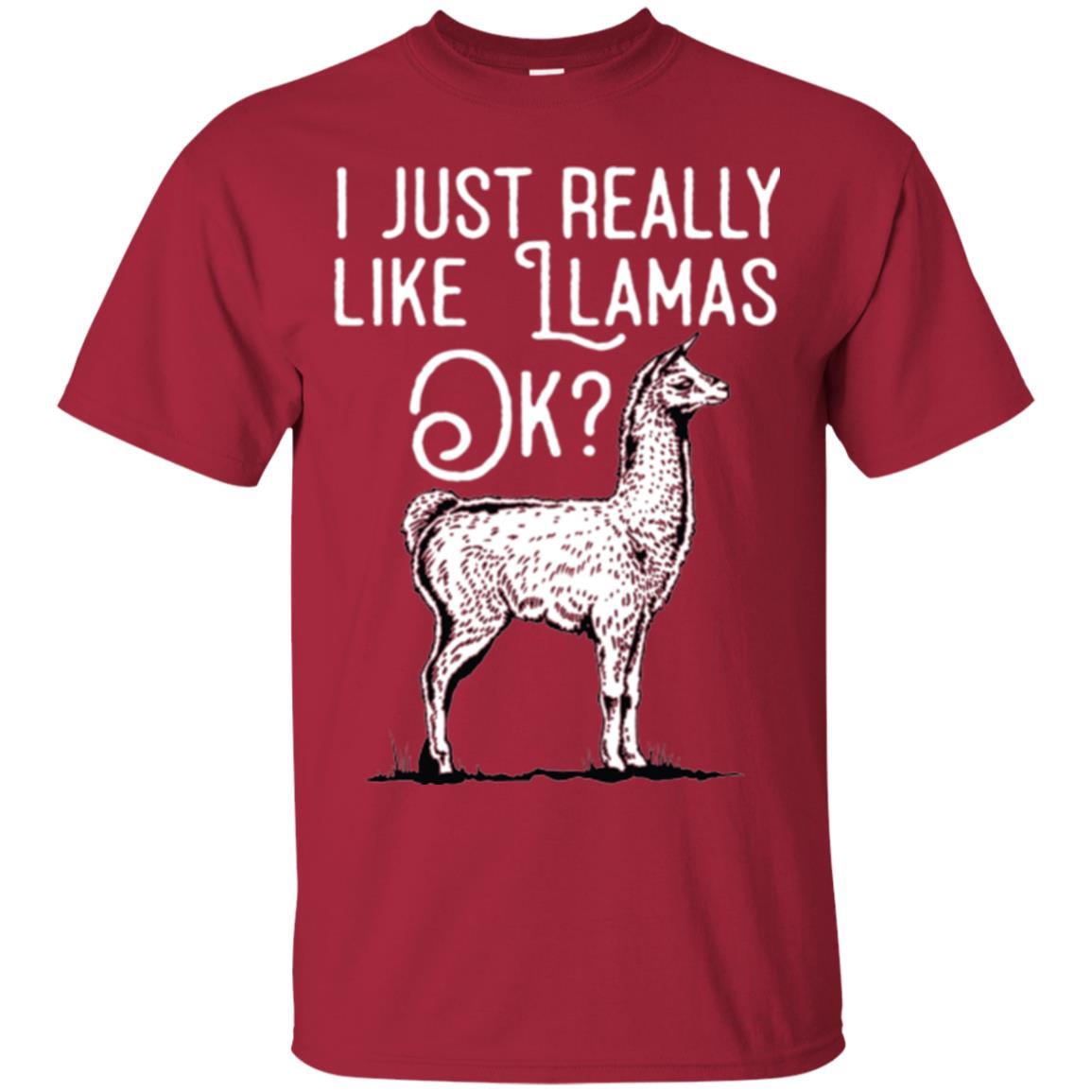Alpaca T-shirt I Just Really Like Llamas Ok Cardinal