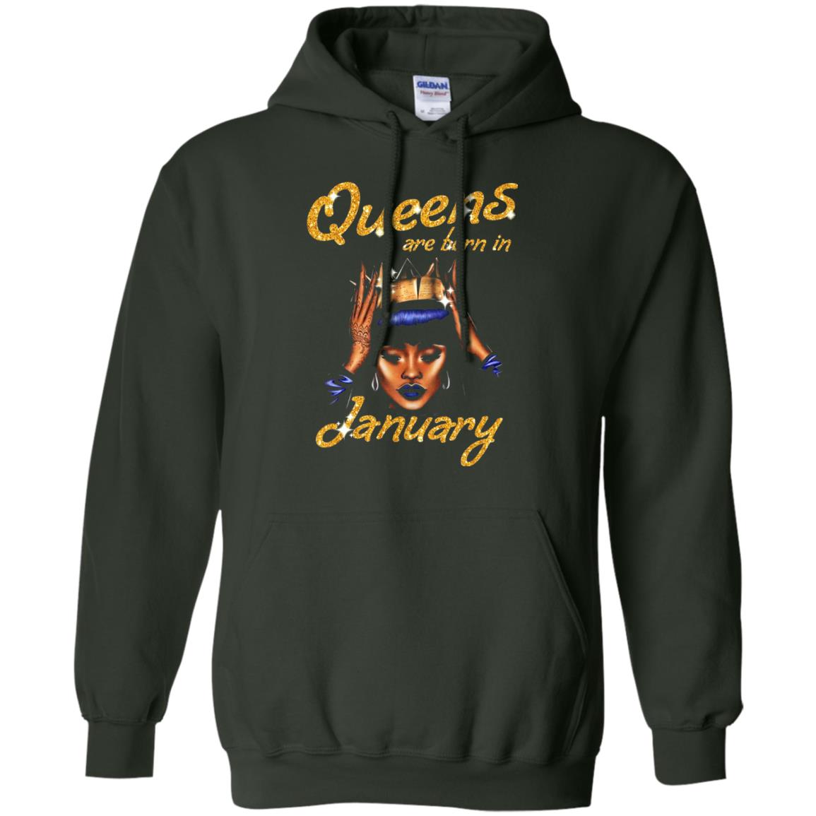 Birthday T-shirt Queens Are Born In January Forest Green
