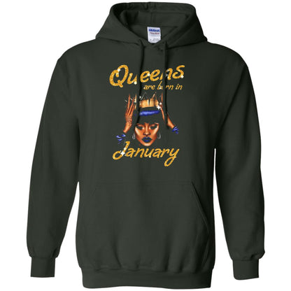 Birthday T-shirt Queens Are Born In January Forest Green