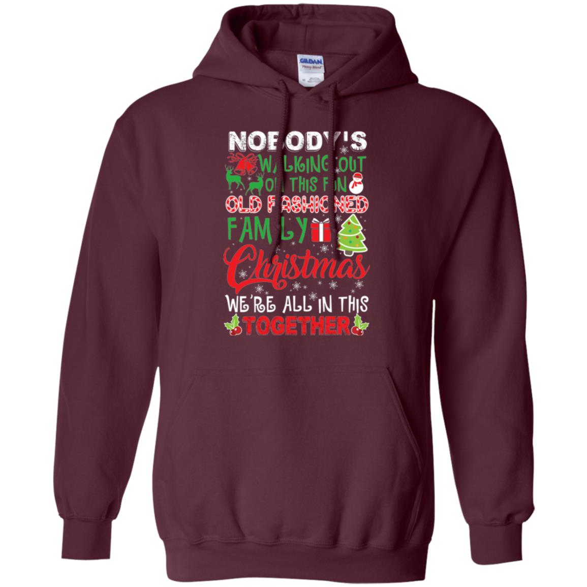 Christmas T-shirt We_re All In This Together Maroon