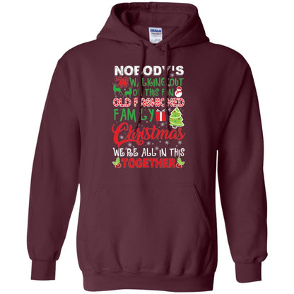 Christmas T-shirt We_re All In This Together Maroon