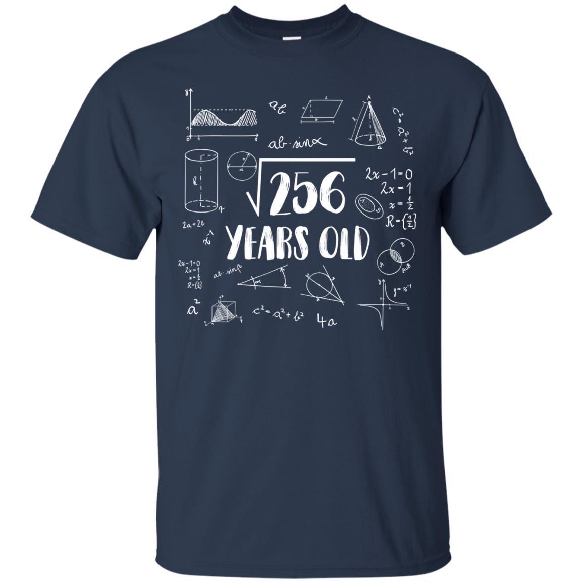 Square Root Of 256 16th Birthday 16 Years Old Math T-shirt Navy