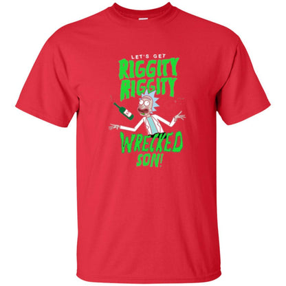 Rick Morty T-shirt Riggity Riggity Wrecked Spiral Red