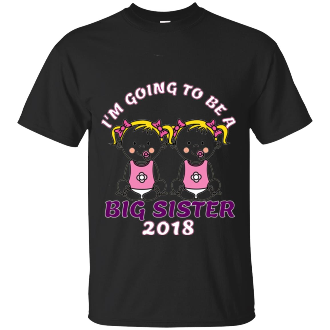 Family T-shirt I_m Going To Be A Big Sister Of Twins 2018 Black