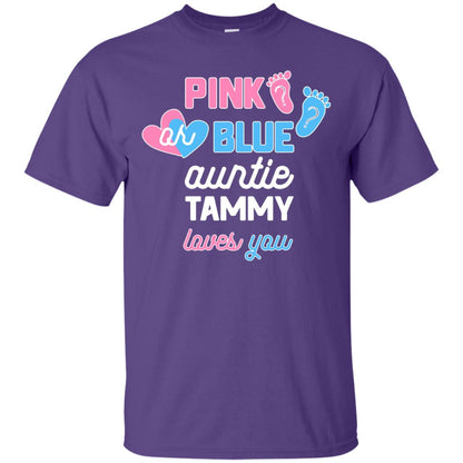 Gender Reveal Aunt Shirt Pink Or Blue Auntie Tammy Love You Purple