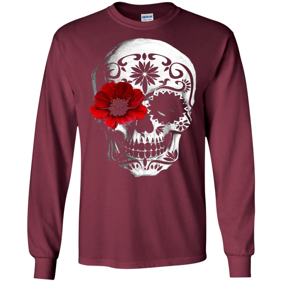 Day Of The Dead Sugar Skull Cinco De Mayo Shirt Maroon