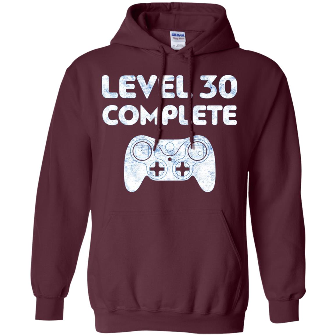 Level 30 Complete Video Gamer 30th Birthday Shirt Maroon