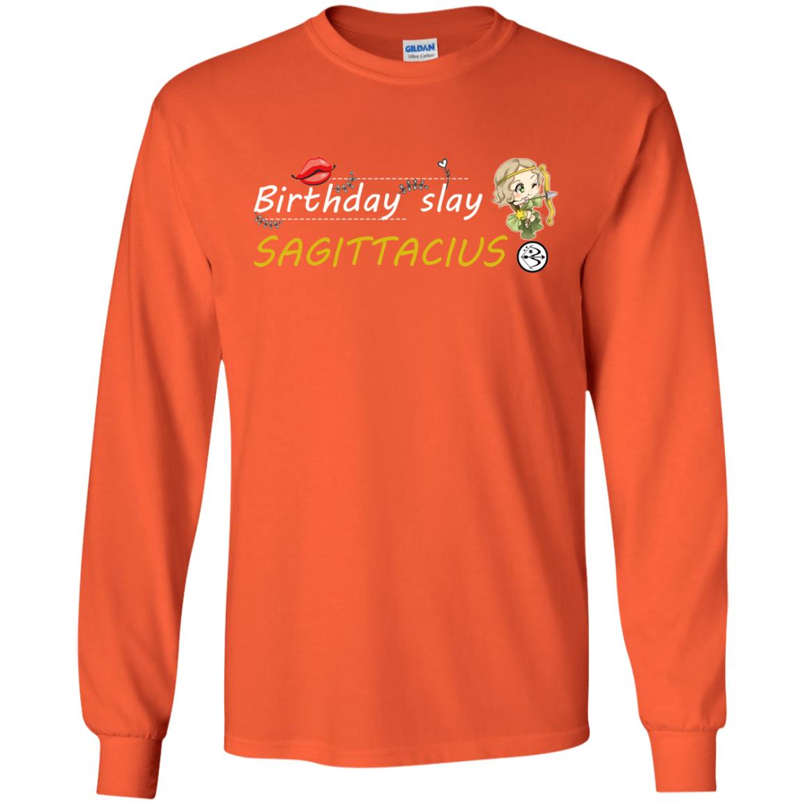 Cute Sagittarius Girl Birthday Lip Slay T-shirt Orange