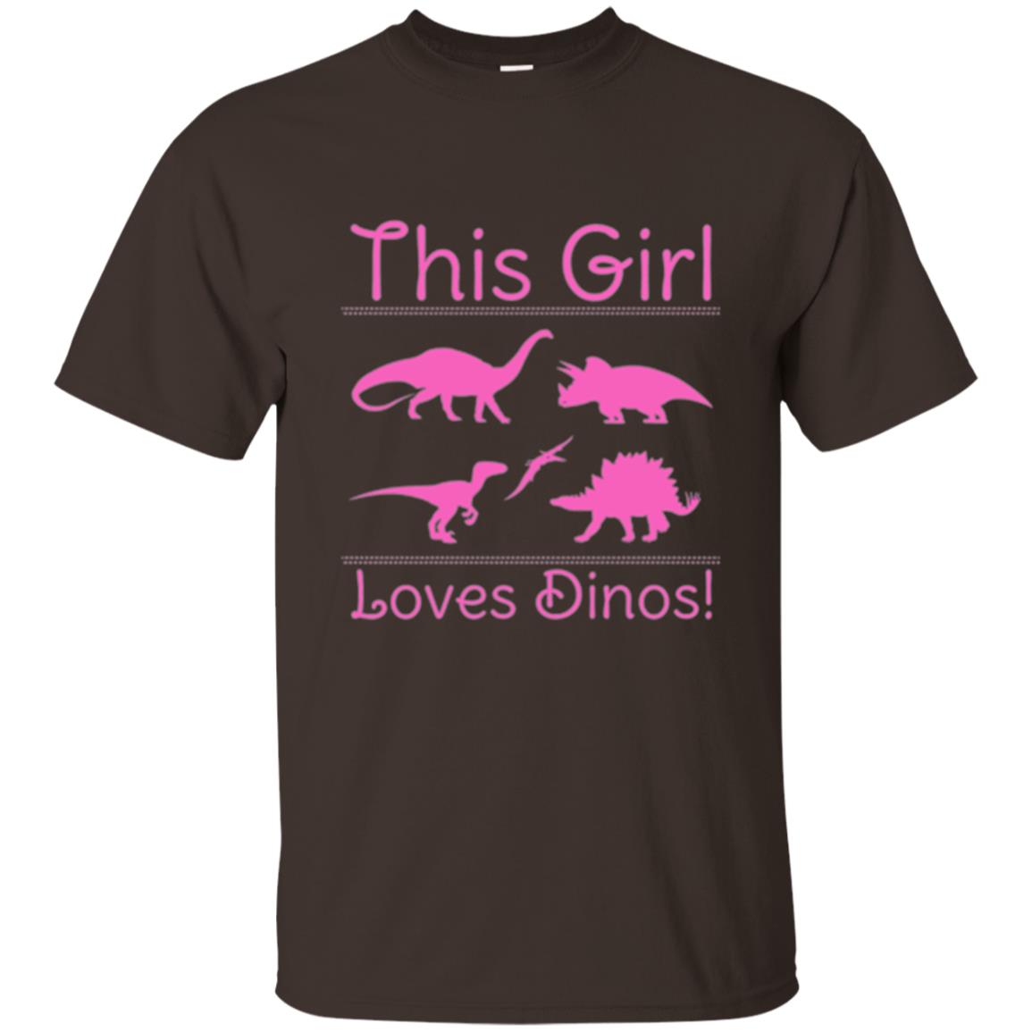 This Girl Loves Dinos Dinosaur T-shirt Dark Chocolate