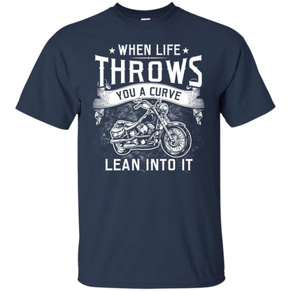 When Life Throws You A Curve Lean Into It Motorcycle Shirt Navy
