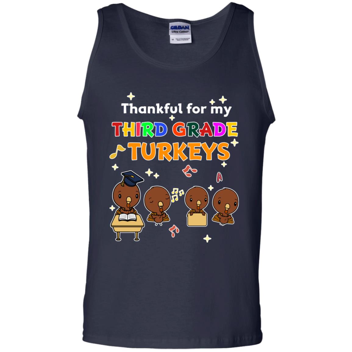 Thankful For My Third Grade Turkey Thanksgiving Shirt For 3rd Grade Teachers Navy