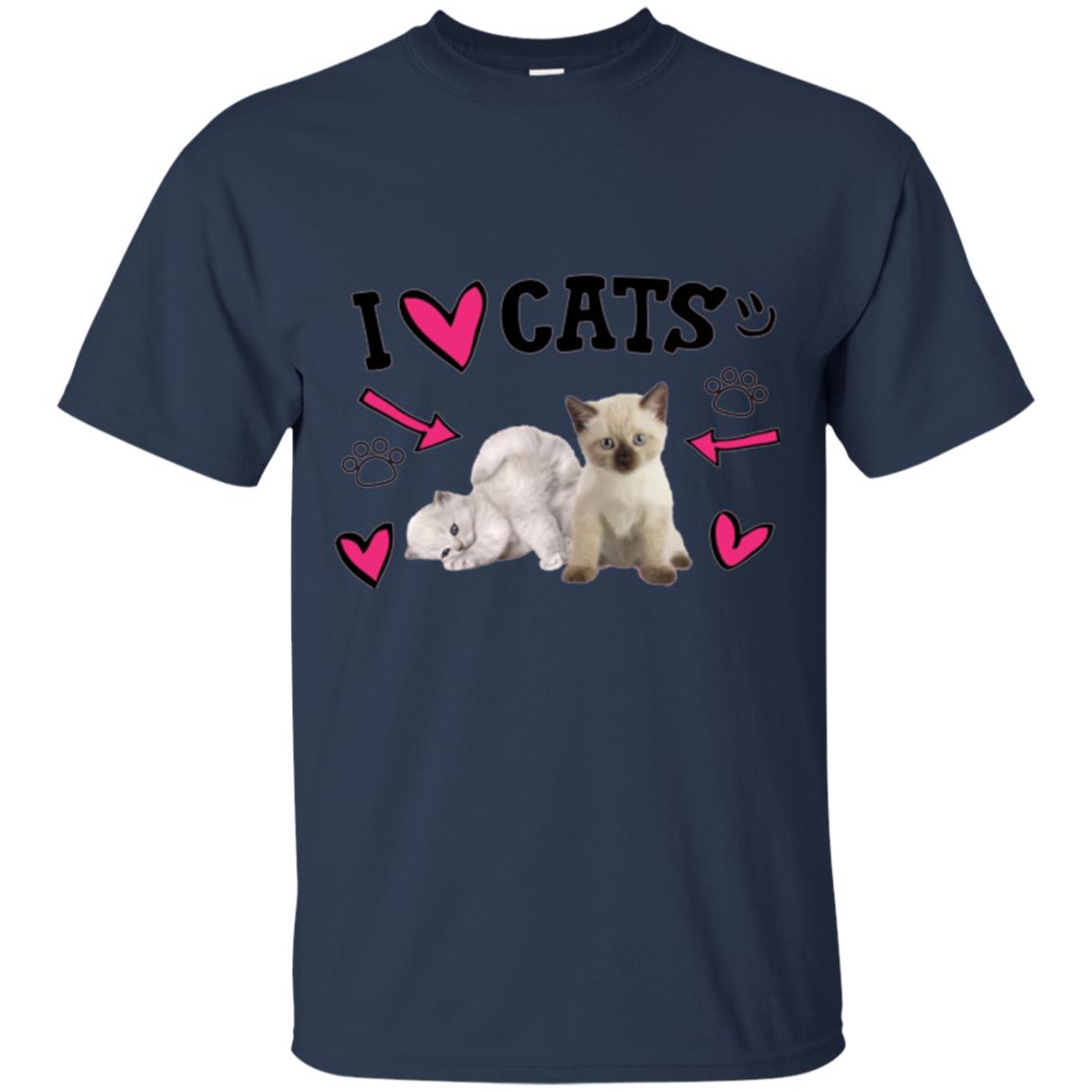 Cat Lover T-shirt I Love Cats Navy