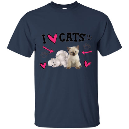 Cat Lover T-shirt I Love Cats Navy
