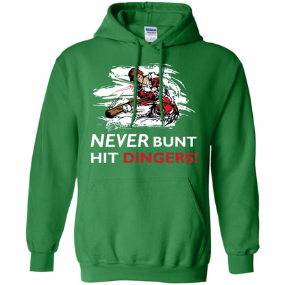 Baseball Lover T-shirt Never Bunt Hit Dingers Irish Green