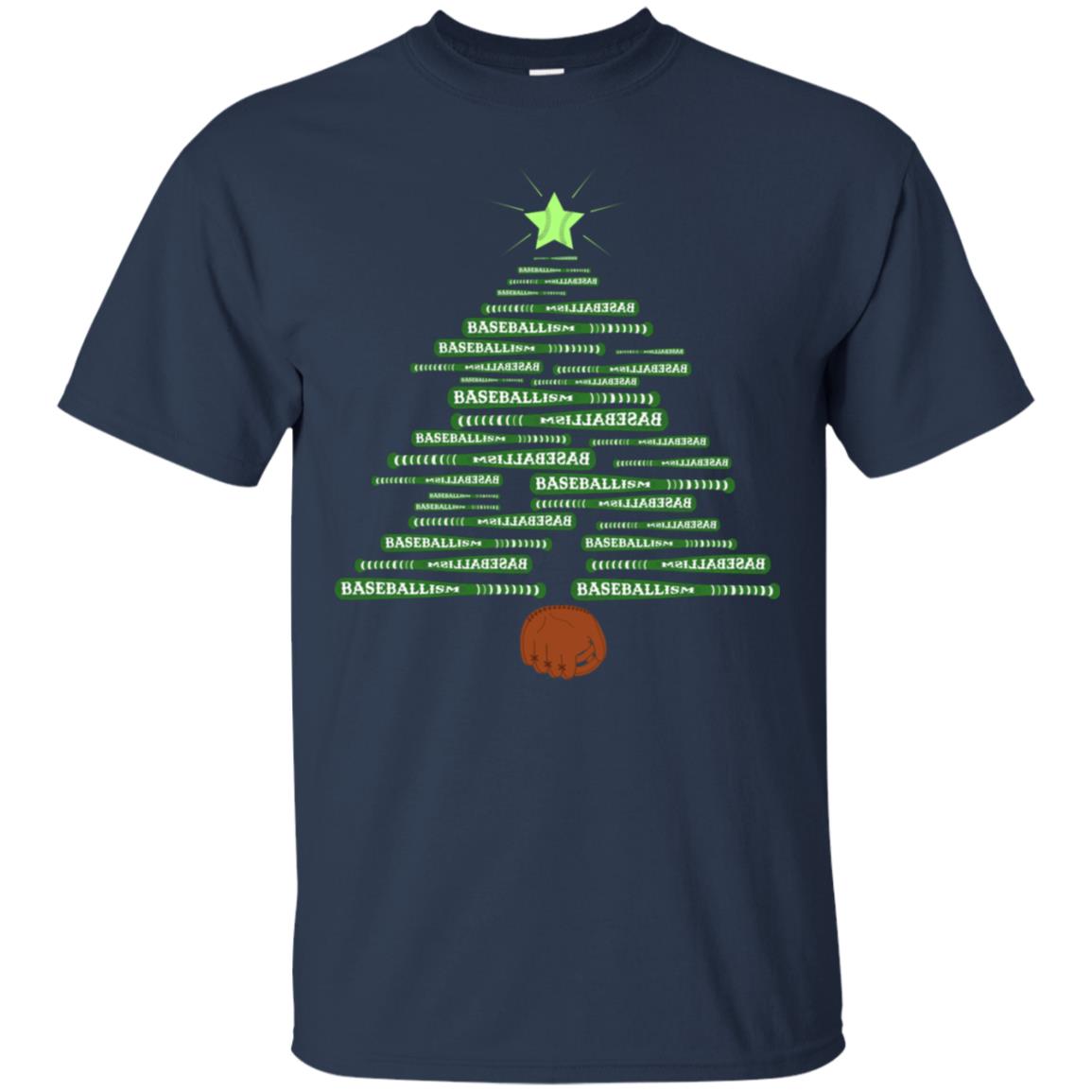 Baseballism Christmas Tree Gift Shirt Navy