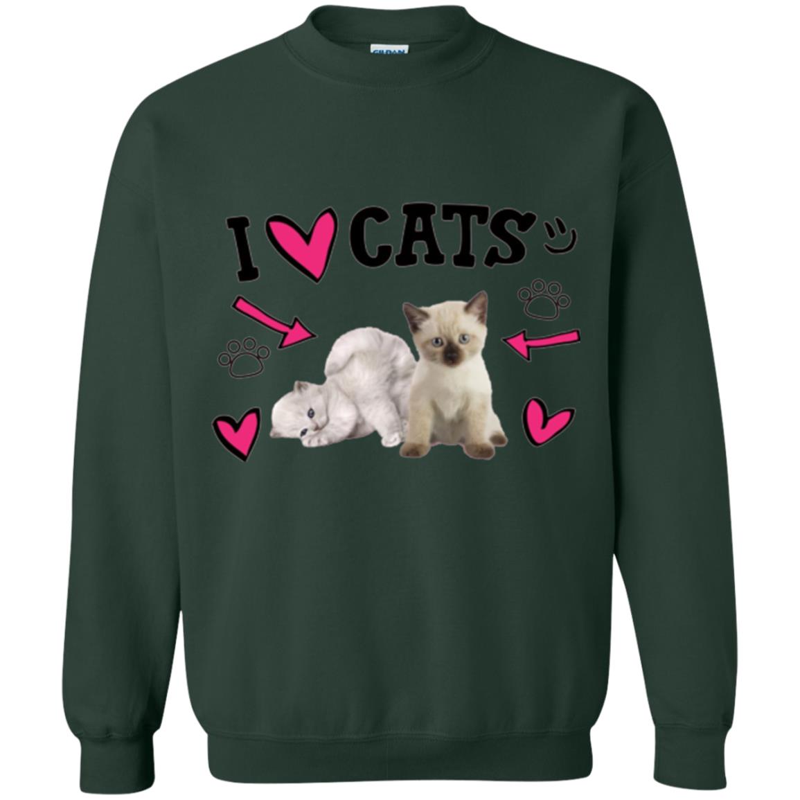 Cat Lover T-shirt I Love Cats Forest Green