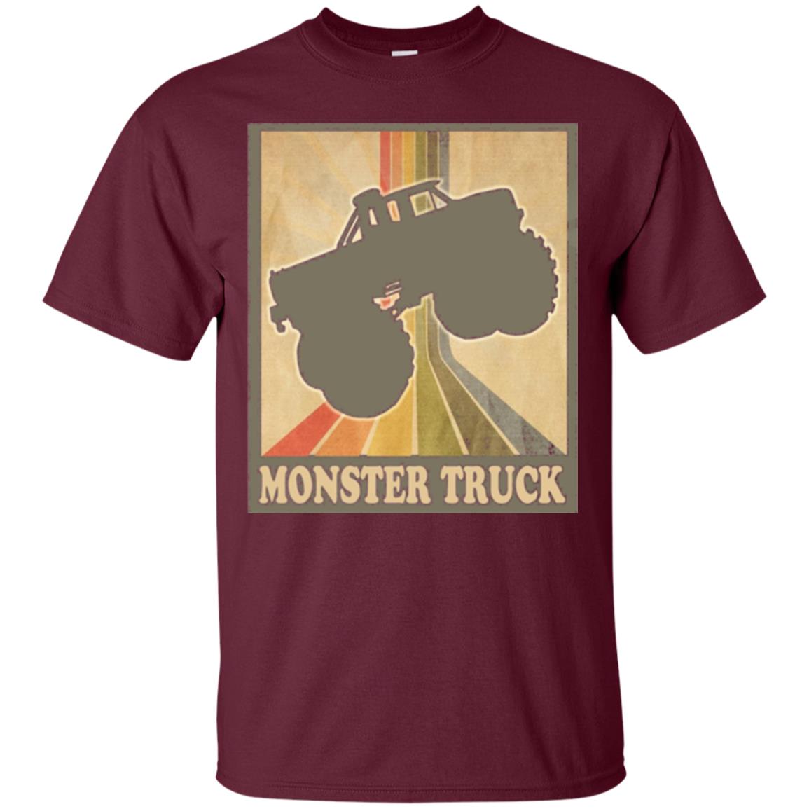 Vintage Big Size Truck Tee Retro Monster Truck T Shirt Maroon