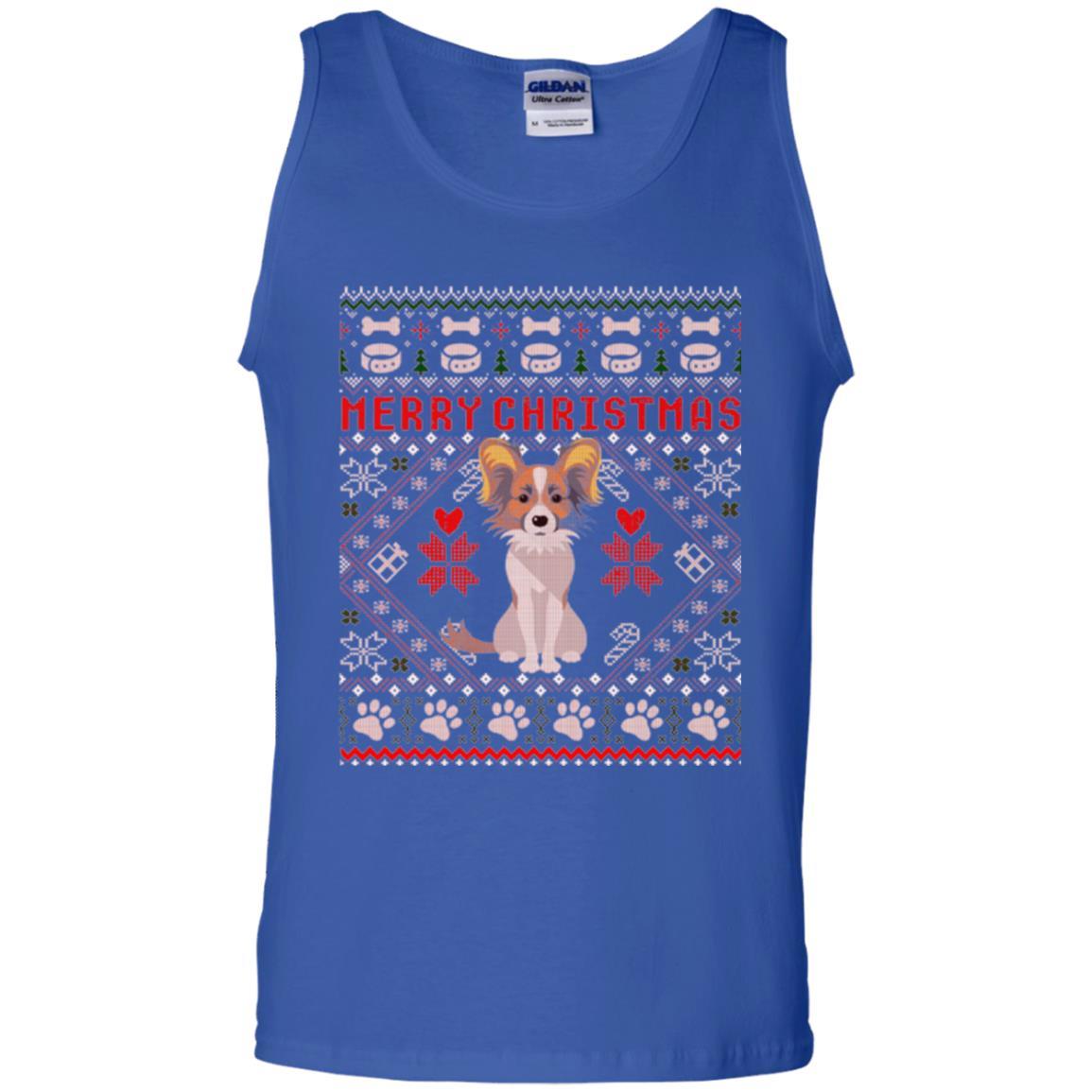Dog Lover T-shirt Papillon Dog Merry Christmas Royal