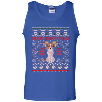 Dog Lover T-shirt Papillon Dog Merry Christmas Royal