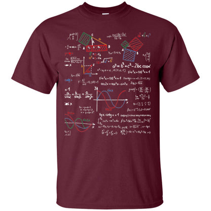 Math Lover T-shirt Formulas Cheat Sheet Maroon