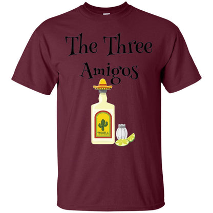 Cooking Lovers T-shirt The Three Amigos Tequila Salt Lime Maroon