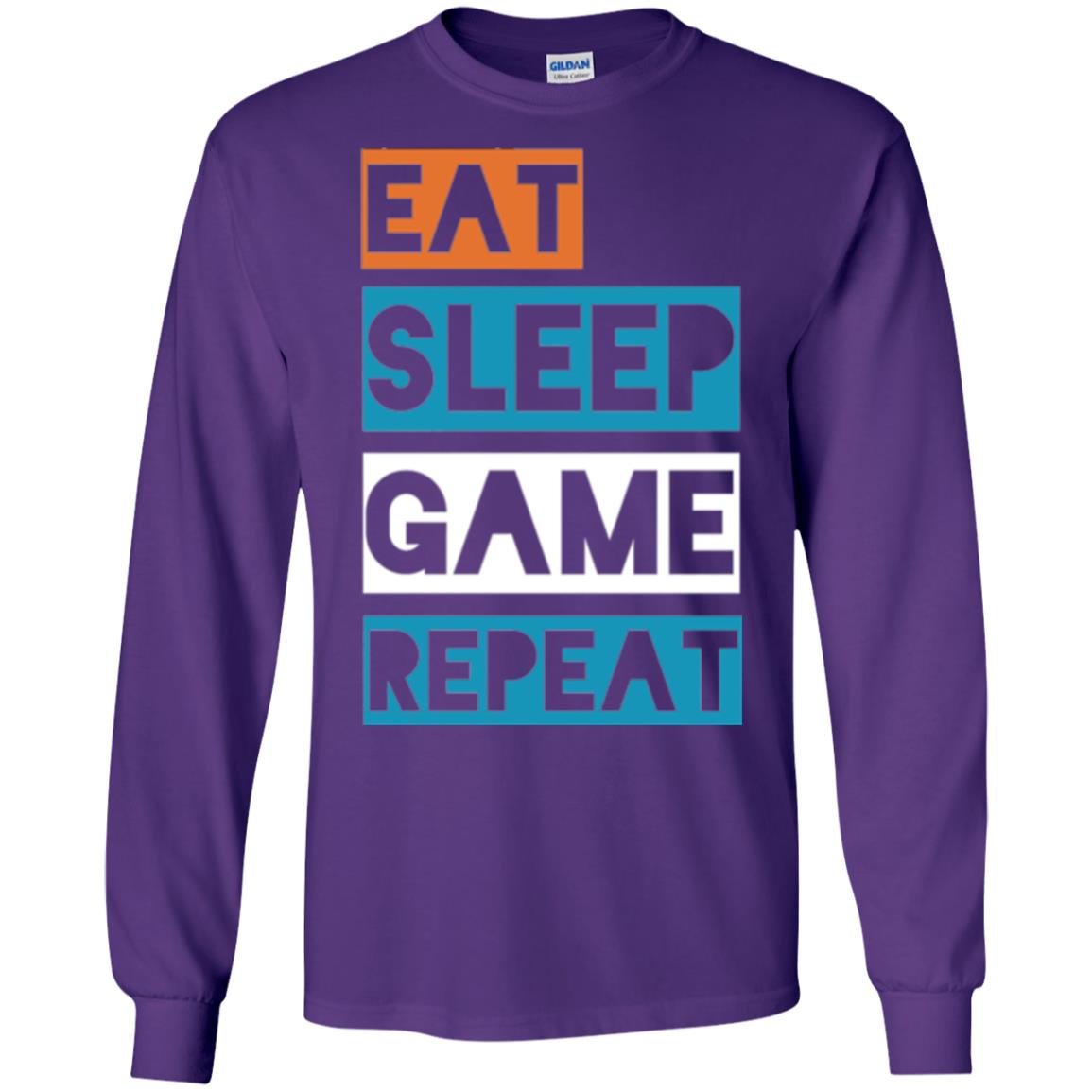 Eat Sleep Game Repeat Video Gamer Player T-shirt Purple