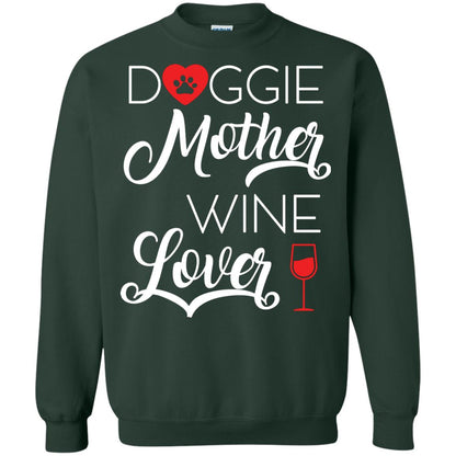 Doggie Mother Wine Lover Dog And Wine Gift Shirt For Mom Forest Green